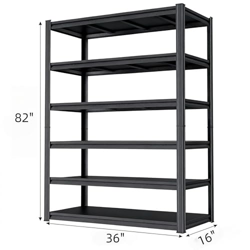 Image of Metal Garage Shelving Unit, Heavy Duty 6-Tier Adjustable Storage Rack, Steel Shelving,2000 lbs Capacity, Industrial Shelves for Heavy Tools and Equipment (6-Tier 77.4 inch H x 39.4 inch W x 17.7 inch D)