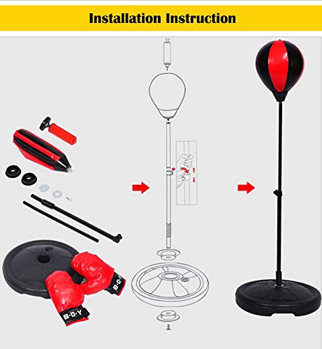 Bola de Boxeo Con Soporte de Altura Ajustable - Saco de Boxeo de Pie Con Rodamiento Giratorio 360° - Juego de Entrenamiento - imagen 4