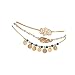 Hamsa Evil Eye Leaf Feather Turquoise Bead BFF Best Friends Forever Anklet Set