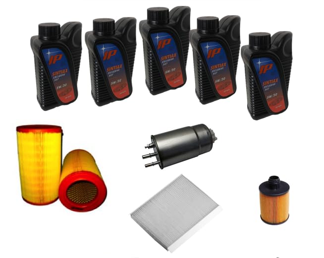 AOQ KIT TAGLIAND 4 FILTRI + 5 LT. OLIO 5W30 COMPATIBILE CON FIAT BRAVO II, DELTA II 1.6, 2.0 MJTD DAL 2007>…