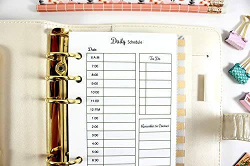 Personal Size Hourly Planner Insert fits with Kate Spade Personal Planner, Filofax Personal, Color Crush Personal Size and Other Personal Size Planner