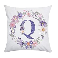 COVOME Initial Letter R Monogram Linen Pillow Cover – Two-Side Printed Boho Decorative Sham - View #5