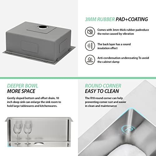 25 Drop Kitchen Sink Workstation - Mocoloo 25X22 Drop In Topmount Kitchen Sink 16G Stainless Steel Single Bowl Deep Sink Ledge Round Corner Overmount Laundry Sink #TOP5