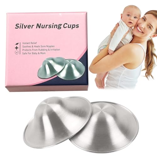 Silver Nipple Shields for Breastfeeding,2PCS Nipple Shields for Breastfeeding,Protect and Soothe,Silverette Nursing...