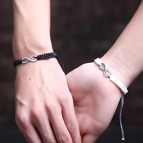 Image of COLORFUL BLING Lucky 8 Infinity Couple Bracelet Braided Leather Rope Bangle Wrist Adjustable Chain Fit 7-9 Inch for Lover Friendship