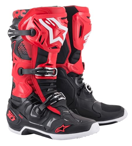 Image of Alpinestars Tech 10 Boots, High-Performance Motocross Boots, CE-Certified, 12, Red /Black