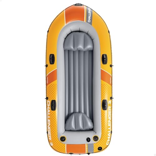Image of New Challenger 3, 3 Person Inflatable Boat for Flood Rescue, Adventure, Rafting, Fishing, with Oars & Air Pump (New Challenger 3)