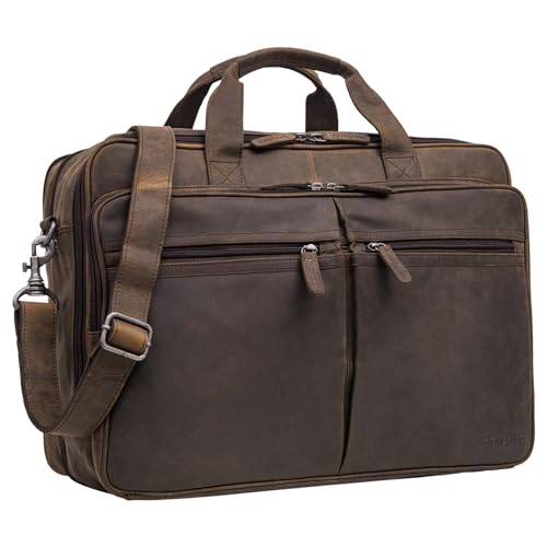 STILORD 'Gigantus' XXL Aktentasche Leder Laptoptasche 17,3 Zoll bis 19 Zoll Sehr Große