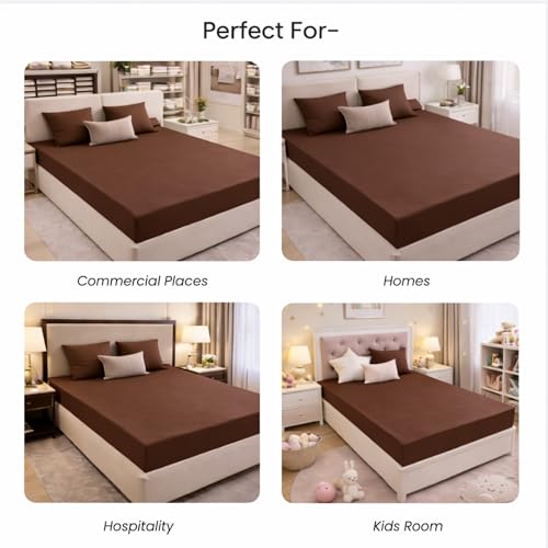 Image of Mattress Protector King Size, Lycra Waterproof Bed Protector King Size, 78x72x8 Inch, Breathable Noiseless Ultra Soft, Elastic Fitted Mattress Cover | Bed Cover (Coffee)