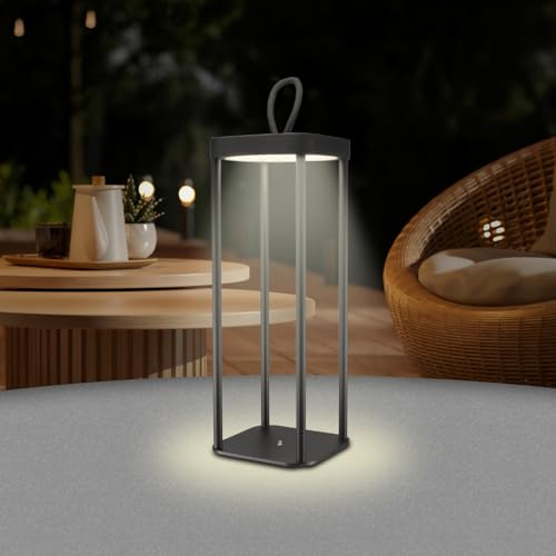 BEPER P207ILI100 Lanterne LED rechargeable pour usage extérieur et intérieur, 25 LED à lumière chaude, intensité réglable, IP44, USB Type-C inclus, autonomie jusqu'à 12 heures