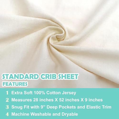 Image of American Baby Company Cotton Fitted Crib Sheet 52x28 inch, Ecru | 100% Natural Cotton Crib and Toddler Bed Sheets, Soft, Breathable & Hypoallergenic, Gentle on Skin, Neutral for Boys & Girls