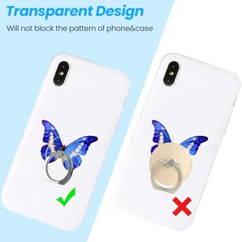 Image of ZIBUYU Phone Ring Holder, 360 Rotatable Metal Grip with Strong Adhesive | One-Hand Grip and Stable Desk Support, Phone Gripper Holder for Case Back Use, Transparent Round
