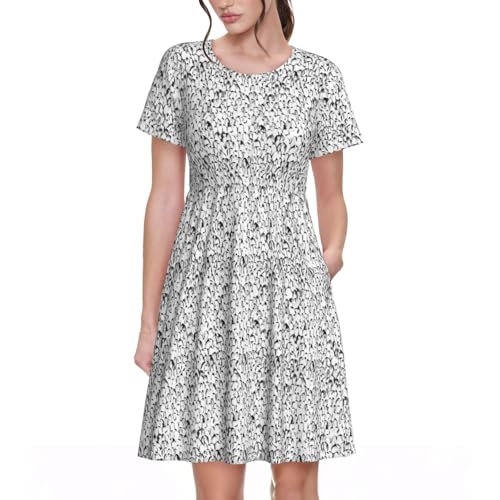 Robe manches courtes imprimé pingouins idéale pour le bureau et les vacances