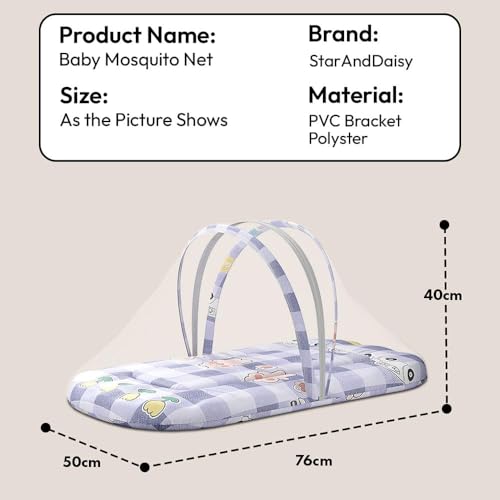 Image of StarAndDaisy 3 in 1 Baby Mosquito net /Nest for Sleeping - Mosquito net for Newborn Baby /Soft and Comfortable Bed, Washable Cotton Design for 0-12 Months Baby -Bunny Print