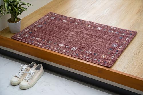 イケヒコ マット 玄関 屋内 屋外 輸入 マイア レッド 約70×120cm 長方形 トルコ製 ウィルトン織り 民族調 エスニック シンプル 抗菌防臭 オールシーズン 丈夫 #1311730246401