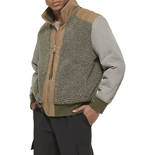 DKNY Mens Mixed Media Fashion Sherpa Bomber4