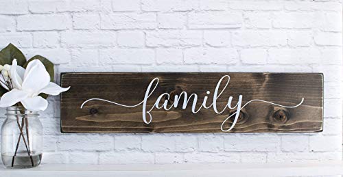 Dark Walnut Family Wooden Sign - Rustic Farmhouse Wood Handmade Decor - Wood Wall Home Decor #TOP5