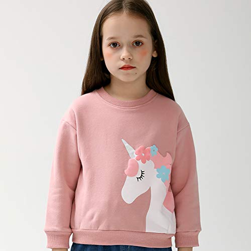 Image of weLaken Unicorn Sweatshirts for Girls Thick Cotton Pullover Tops Fall Winter Children Girls Clothing