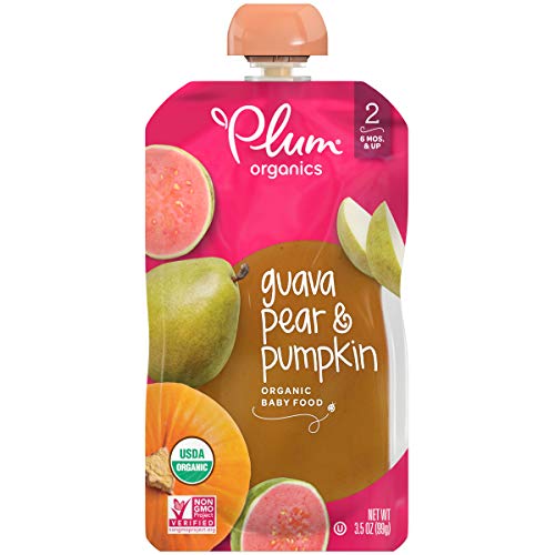 Plum Organics Stage 2, Organic Baby Food, Guava, Pear & Pumpkin, 3.5 Ounce Pouch (Pack of 12) (Packaging May Vary)