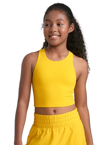 Image of CRZ YOGA Girls Butterluxe Double Lined Crop Tank | Dance, Extremely Soft, Tight Fit, High Neck, Athletic, Sleeveless Tops for Teen