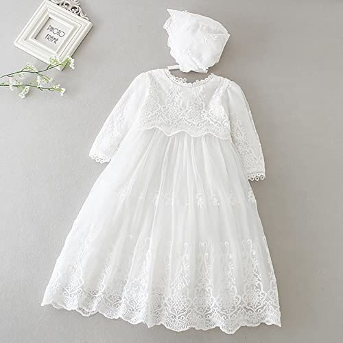 Leideur Baby Long Christening Gowns White Baptism Dress Special Occasion Dresses For Girls Birthday (3 Months, White 1) #TOP6