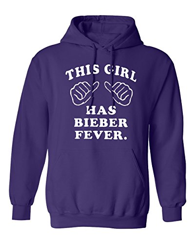 This Girl Has Bieber Fever Purple Hoodie Justin Sweatshirt Adult (X-Large)