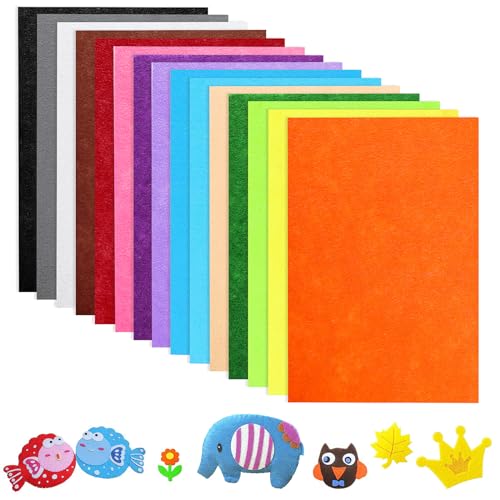 winbest Bastelfilz, 2mm 15 Farben Filzstoff A4 20X30CM Filz zum Basteln Polyester Felt Fabric Filzplatten Kinder Vliesstoff Stoff Filzplatten für DIY Handwerk Nähen Projekte Patchwork Decoration