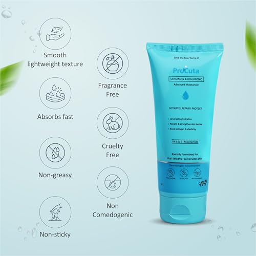 Image of Ceramide & Peptide Face Moisturizer 100g | 48 hr Hydrating Barrier Repair Cream with Hyaluronic Acid, Niacinamide, Vitamin C & E & Squalene | Non-Greasy, For Normal to Dry Skin