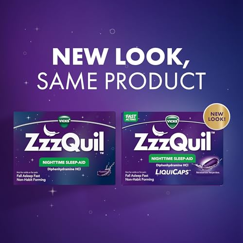 ZzzQuil LiquiCap Sleep Aid, Diphenhydramine 25mg HCl, Sleep Aids for Adults, Nighttime Sleep Aid, 72 LiquiCaps - Image 3