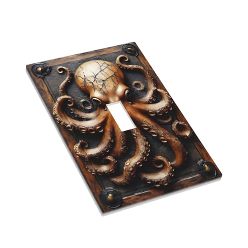 Decorative Light Switch Cover Plate Vintage Octopus 1 Gang Wall Plate Oversized Single Toggle Wall Cover Plate Jumbo Electrical Switchplate Faceplate