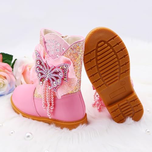 Girls Cowgirl Boots Little Kids Western Boots Mid Calf Toddler Riding Shoes Glitter Boots4