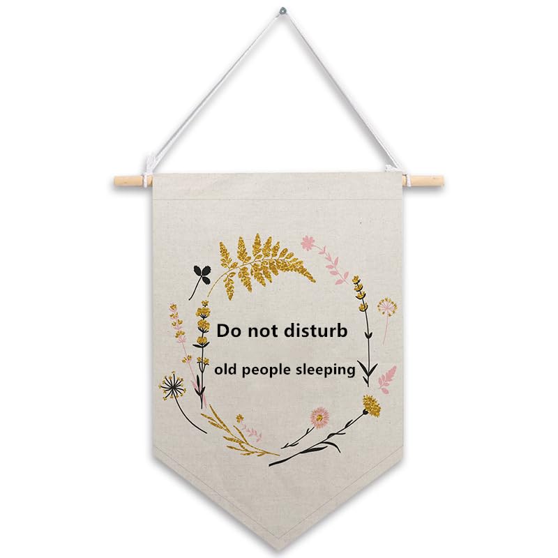 Sleeping sign for door do not disturb signs, Do not Ring Bell Sign for people old man women (flag)