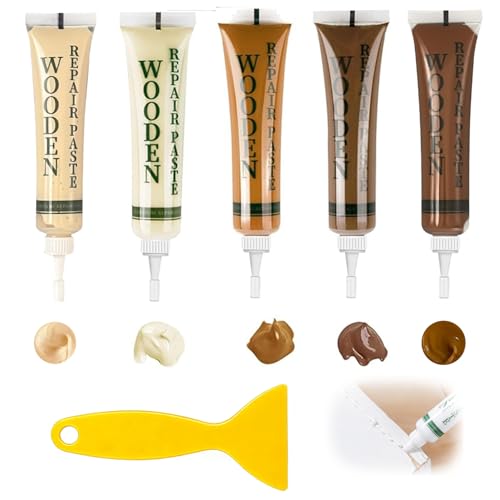 Laminate Floor Repair Kit Wood Putty Wood Repair Kit Vinyl Floor Repair Kit for Repairing Scratches Cracks and Discoloration on Wooden Cabinet Floors and Doors - Easy to Use 5 Colours