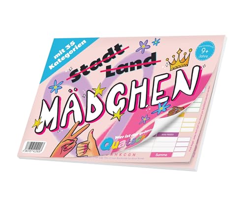 Quatschkopf Mädchen Stadt Land Fluss Girls Mädels Variante Spielblock mit 35 witzigen kreativen Kategorien Geschenkidee Kinder Teenager großer Block DIN A4 Mädelsabend Spiel ab 9 Jahre (Modern)