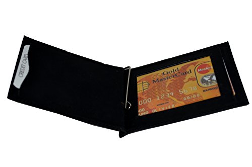 New Men's Genuine Leather Bifold Black Money Clip Wallet ID Credit Card Holder.4