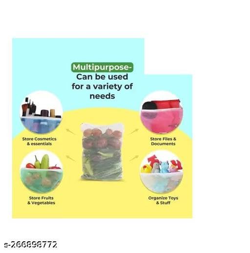 12 Reusable Washable Zip Lock Storage Bags Perfect for Fruits Vegetable Snacks Storage for Travel Fridge (Pack of 12) Pack of 12 Grocery Bags (Multicolor).12pcs Fruit Beg-12P_KP133 3