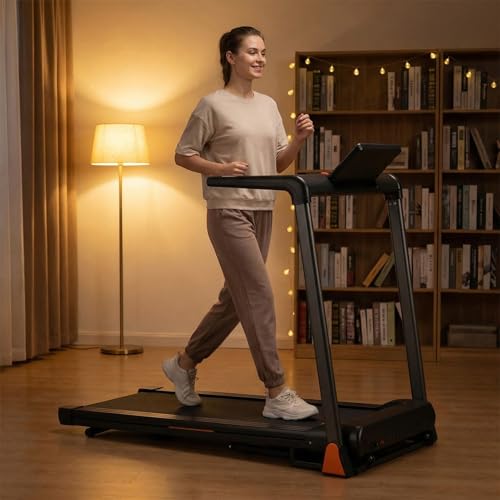 Image of Folding Treadmill, Automatic Incline Treadmill, Foldable Walking Pad Treadmill, 3.5 Horsepower 0.5-8.5MPH 330LBS Capacity LED Display for Home