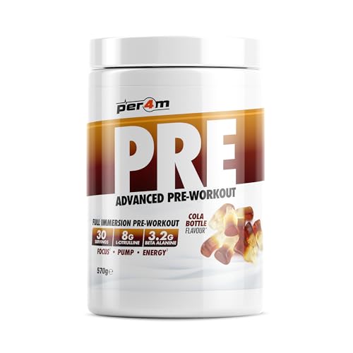 Per4m Pre Workout Powder | Intense Pump, Sustained Energy & Mental Focus | L-Citrulline, Beta Alanine & Caffeine & Added Hydration (570g, Cola Bottle)