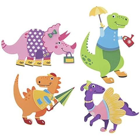 Playside Creations Dinosaur Dress Up Foam DIY Craft Kit for Kids - 1 Kit (Makes 12) Cover