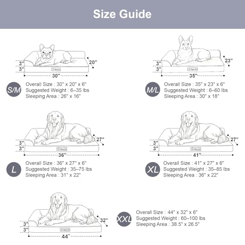 Orthopedic Dog Bed for Small and Medium Dogs, Memory Foam Pet Bed with Washable Removable Cover, Nonskid Bottom, Waterproof, for Indoor, Outdoor, Crate & Car Use, 30x20x6 Inches, Light Grey - Image 3