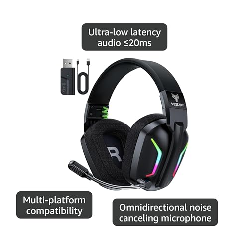 image for WESEARY Wireless Gaming Headsets for PC, PS5, PS4, Switch, Mac, 2.4GHz