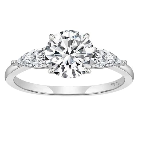 Bague trois pierres argent 925 femme KnSam en zirconium 8mm fantaisie haut de gamme