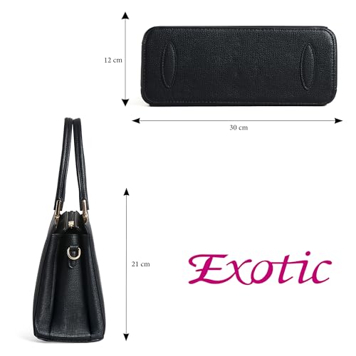 Image of EXOTIC Aurelia Structured Handbag for Women with Multi Compartment Work Bag with Top Handle & Detachable Sling Strap | Elegant Office & Daily Carry Tote