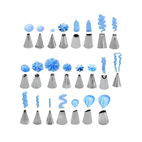 Jogo de Bicos Para Confeitar de Aço Inox 24 Peças Diferentes Decorações de Bolos Cupcakes Tortas e B