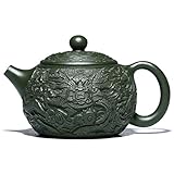 Teekannen Lila Sand Handgemachte Grüne Lehm Kung Fu Teeservice Sammlerstücke Crafts (Color : Green, Size : 420ml)