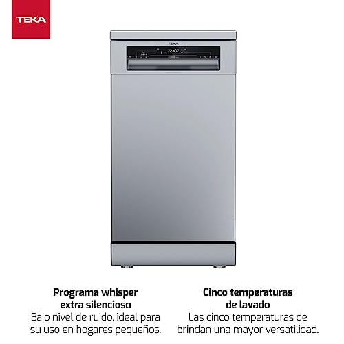 Teka Lavavajillas Libre Instalación 45 cm con Display LED, 9 Cubiertos, 6 Programas de Lavado, Acero Inoxidable, DFS 24650 SS - imagen 3