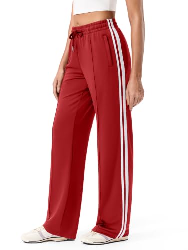 SANTINY Women's Track Pants, Red, L28_M