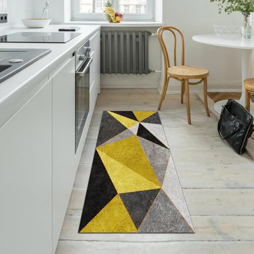 Tapis de couloir patchwork jaune pour égayer votre entrée