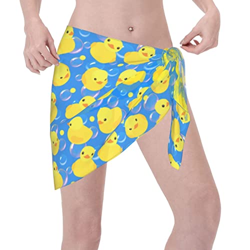 Yellow Rubber Duck Beach Sarong Womens Swimsuit Wrap Cover Up Pareo Sheer Chiffon Summer Bikini Wraps3