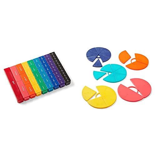 Image of hand2mind Plastic Rainbow Fraction Tower Cubes and Fraction Circles Montessori Math Materials for Kids